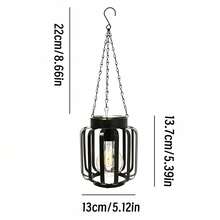 Solar Hanging Lantern, Black Metal Cage Solar Powered Pendant Light, Waterproof LED Edison Bulb Lamp, Auto On/Off Outdoor Decor Light For Garden, Patio, Porch, Tree Branch, Yard, Party, Wedding Ambient Decoration - Warm White Light - View 11