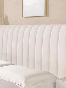 Hexagon Pattern Quilted Soft Bread-Style Headboard Cover, Thick Solid Color Dust-Proof Protective Headboard Cover, All-Season Bedding Accessory, Fixed Adhesive Headboard Cover, Elastic Stretchable Back, Detachable - Off-white - View 10
