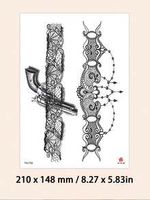 1pc Leg Chain Tattoo Sticker, Chain Print Lace Fashionable Temporary Tattoo Sticker For Girls' Arms, Legs, Back, Waist, Waterproof And Sweat-Resistant, Sexy And Cool Tattoo Sticker, Looks Very Realistic, Easy To Apply And Remove, Wedding Music Festival Party Supplies - Black - View 5