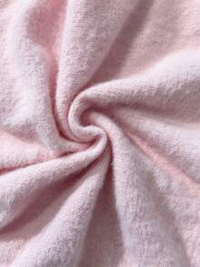 淺粉色長袖不對稱針織大尺碼毛衣，柔軟舒適秋季女款上衣 - 粉色 - 查看 5
