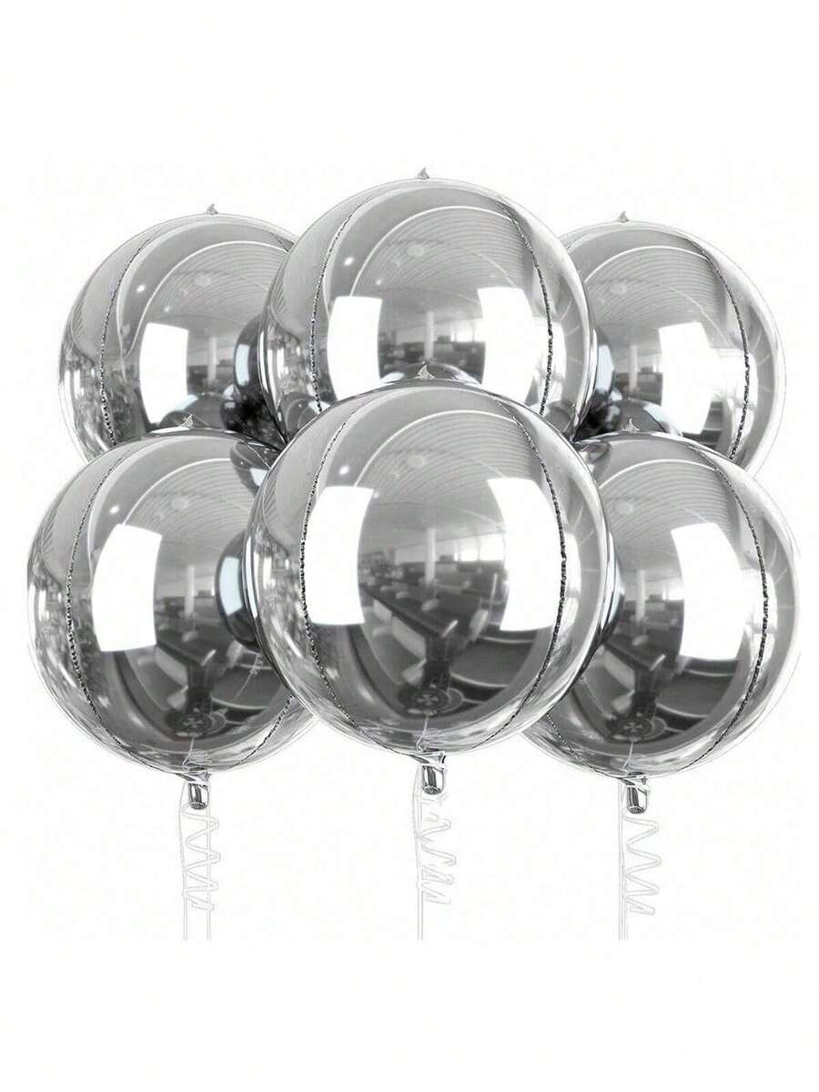 20/10/5/2pcs Silver Inflatable Mirror Reflective 4D Aluminum Foil Balloon Set, Reusable Disco Balloons For Birthday Party Decoration, Holiday, Wedding And Various Events - Multicolor - View 1