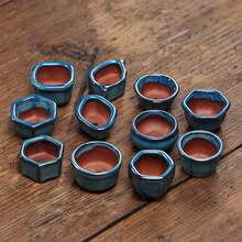 1pc Ceramic Chinese Bonsai Flower Pot Small Planter, Dark Blue Glazed - A - View 5
