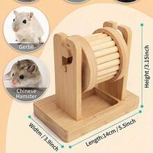 Small Pet Toy, Natural Wood Hamster Foraging Wheel Toy, Interactive Rotating Food Feeder Enrichment Toy - View 4