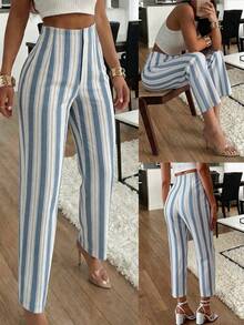 Women's Elegant Commuter Pleated Side Pocket Tapered Leg Long Pants - Multicolor - View 5