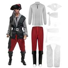 2026 Halloween Men's Medieval Adult Pirate Role Playing Costume Set - Adult Pirate B - View 5