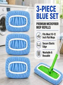 1/3pcs Light Blue Reusable Mop Cloth Replacement, Highly Absorbent Cleaning Cloth, Suitable For Dry And Wet Floor Cleaning, Stone, Hardwood, Composite Flooring And Tile, Fits 10 Inch X 4.5 Inch Mop Head - Multicolor - View 11