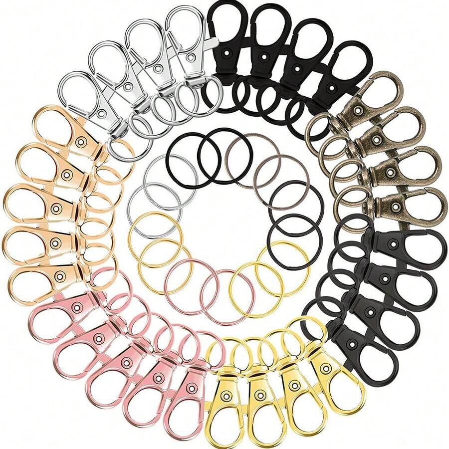Rotatable Charm Spring Keychain And Key Ring Set, Premium Alloy Rotatable Lobster Clasp, Suitable For DIY Keychains, Key Chains, Bag Charms, Car Key Charms And Other Jewelry Accessories, Perfect For Making Christmas Decorations, Very Charming Jewelry Making Material - Multicolor - View 1