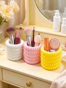 Ins Style Twisted Rope Braided Storage Tube, Rounded 3D Spiral Texture, Fresh Texture, Suitable For Makeup Brushes, Eyebrow Pencils, Unique Design, Exquisite Storage Item For Bathroom Vanity - Multicolor - View 9