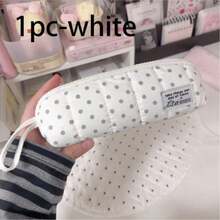 Cream Polka Dot Pencil Case, Ins Style, Large Capacity Stationery Bag, Internal Mesh Compartment, Detachable Handle, Portable, Suitable For Stationery Storage, Office Storage Tool, Makeup Storage Bag, Back To School Stationery Storage Bag, Holiday Gift For Girls - Multi-color - View 8