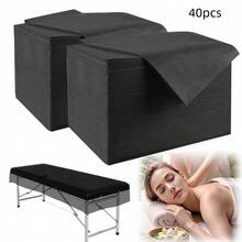 10Pcs Disposable Massage Table Sheets Non-Woven Fabric Bed Sheets Cover For Spa, Massage, Beauty Salon, Tattoos, Hotels (Black) - Black - View 8