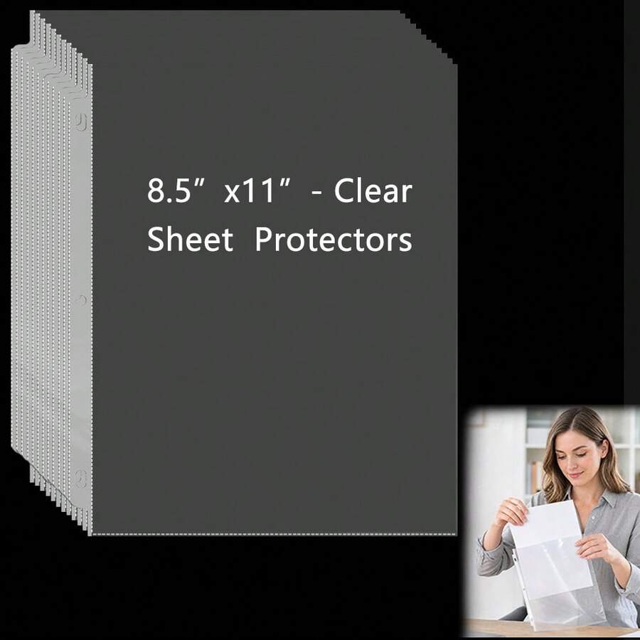 Heavy Duty Sheet Protectors, Crystal Clear, 8.5x11 Inch 50/100 Pack Page Protectors For 3 Ring Binder, Letter Size Protectors, Reinforced Holes, Clear Protector, Top Loading, Acid Free - Sets - View 1
