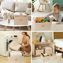 Bear Felt Foldable Storage Basket, Desktop Organizer Box For Snacks, Toys, Cosmetics, Laundry Basket With Handles, Foldable Basket For Wardrobe, Toy Storage, Laundry Room Organization, Shelf Decor Storage Box, Cube Storage Rack - Multicolor - View 8