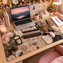 1pc Vintage Decor Desk Mat, Multi-Use Vanity Table Protector, Nail Art Mat, Large Desktop Mouse Pad For Women Bedroom & Office, S/M/L/XL - View 10