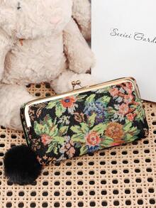 Fashion Printed Long Wallet With A Pom-Pom Charm, Equipped With A Credit Card Holder And A Mobile Wallet For Women, Suitable For Outdoor Use - Multicolor - View 6