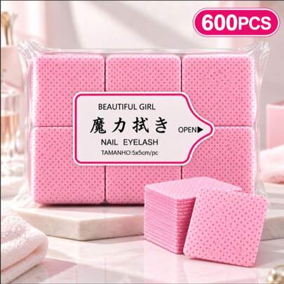 600PCS/300PCS Lint Free Nail Wipes, Nail Polish Remover Pads For Gel Polish Removal, Soft Cotton Pads For Nail Art Manicure & Eyelash Cleaning