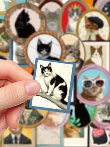 50pcs Cute Cat Stickers For Decorating Planner, Diary, Scrapbook, Notebook, Luggage, Guitar, Skateboard, Manual, Tablet, Water Bottle, Phone - Multicolor - View 7