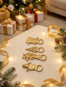 1pc Christmas Bottle Opener, Snowman, Christmas Tree, Snowflake And Gift Cart Pattern, Holiday Bar Tool, Unisex Christmas Stocking Stuffer Gift - View 2