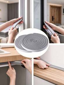 2/4 Rolls Winter Top Valley Foam Soundproofing Strip, Sponge Door & Window Sealing Strip, Aluminum Alloy Window Windproof Strip, Plastic Steel Window Adhesive Strip, Anti-Collision Strip - A-Grey - View 8
