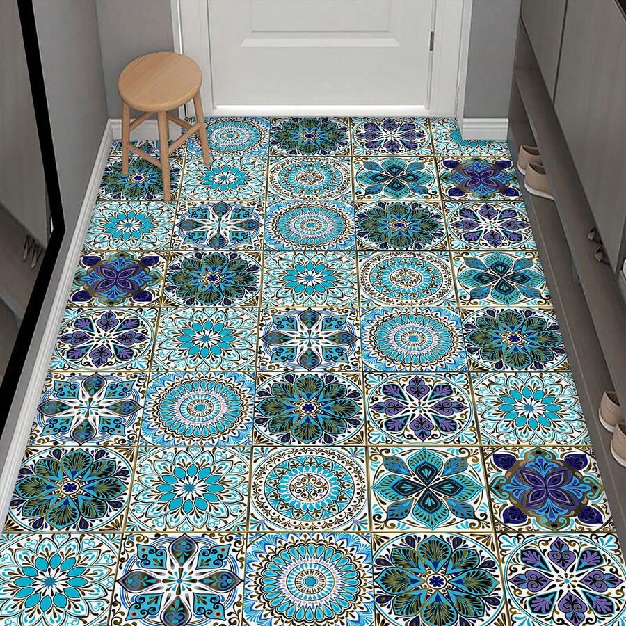 10pcs Vintage Mandala Floral Self-Adhesive Wall Stickers, Waterproof Oil-Proof Easy To Clean Removable Mosaic Wallpaper, Suitable For Old House Renovation, Home Decor, Kitchen, Bathroom, Living Room Wall Decoration, Desktop, Cabinet Door Decoration