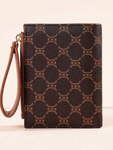 European And American Lychee Grain Minimalist Women's Wallet, High-End Elegant Bi-Fold Card Slot Multi-Compartment Zipper Short Coin Purse With Letter - Coffee - View 4