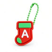 1pc A-Z Letter Christmas Stocking Keychain, Cute Mini Sock Bag Charm Pendant, Xmas Holiday Gift For Backpack Key Ring Decor - Multicolor - View 5