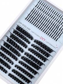 2-In-1 Comic Eyelash Set, 80D Eyelash Bundle+Fairy Hair, 262 Single Bundle Eyelashes 12-20mm Thick, Fluffy Artificial Mink Reusable DIY Eyelash Extension Set, Suitable For Daily And Party Makeup - D - View 4