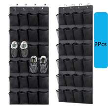 2pcs Multi-Pocket 24-Slot Oxford Cloth Mesh Over-The-Door Shoe Organizer, Sturdy Hanging Closet Storage Rack, Space-Saving Shoe Rack Organizer For Apartment Dorm Room Organization, Holiday Season Gift, Black - Multicolor - View 11