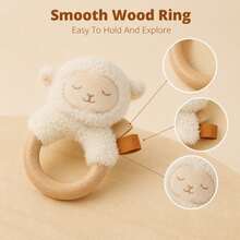 3PCS Baby Plush Toy Set, Sheep Rattle Ring, Sheep Wrist Rattle & Cotton Owl Roly‑Poly Tumbler, Infant Sensory Soothing Play Toy, Baby Shower Gift - Multicolor - View 5