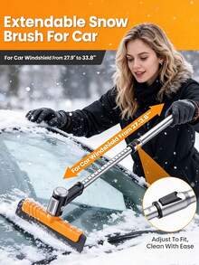 3-In-1 Extendable Car Windshield Snow Brush And Ice Scraper, 360° Rotating Detachable Snow Brush With Adjustable Telescopic Handle, Winter Snow Removal Tool For Cars, SUVs, Trucks And Sedans - A - View 1