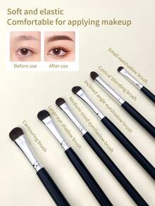 INYUSUN 6pcs Mini Eyeshadow Brush Set, Blending & Application Makeup Tools, Portable Travel Makeup Brushes, Suitable For Beginners - Black - View 4