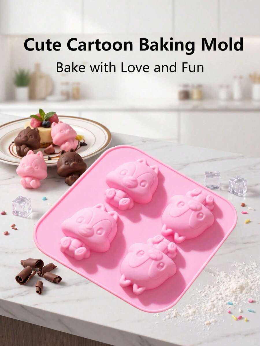 Squirrel Shaped Cake Mold, Can Make Chocolate, Candy, Cookies, Fondant, Gummy, Cake Decoration, Easy To Demold, Reusable Mold. - Multicolor - View 1