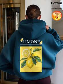نمط ليمون وطبعة نص LIMONE لخريف وشتاء Y2K - أزرق بقري - مشاهدة 11