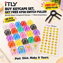Mixed Transparent PC Keycap 30Pcs With DIY Sticker Sheet And KP08 2 In 1 Puller For MX Mechanical Keyboard Custom Build Gaming Office DIY Decoration Replacement Parts And Desktop Personalization - View 12