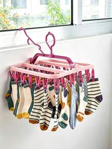 Multi-Functional Folding Drying Rack, For Drying Socks, Underwear, Towels, Windproof Folding Hanger, Compact And Convenient Drying Rack - Random Color Sent - View 9
