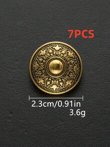 7pcs Vintage Engraved Round Metal Hand Sew Buttons, Embossed Pattern Decorative Sewing Buttons For Suit Coat Jacket Garment DIY Accessories - Multicolor - View 15