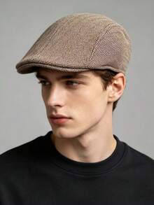 Autumn/Winter Korean Vintage Forward Cap, Wool Plaid Fashion Loose Casual Versatile Newsboy Hat For Middle-Aged And Elderly - Newsboy Cap - View 5