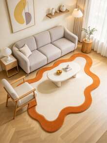 1 chiếc thảm trải sàn phong cách Bắc Âu tối giản viền sóng bất đối xứng, viền rộng màu cam nền kem, thảm trang trí tạo không khí mềm mại cho phòng khách sofa, phòng ngủ, thảm nhỏ, thảm trang trí nhà cửa, thảm phòng khách nhỏ, thảm phòng ngủ, thảm ngoài trời, thảm có thể giặt được - Nhiều màu - Xem 3