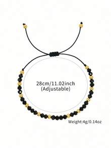1pc Fashion Minimalist Red Gold Beaded Bracelet, Bohemian Colorful Beaded Bracelet, Lucky Bracelet, Adjustable Drawstring Design, Stackable Beaded Bracelet, Suitable For Daily Commute, Summer Outing, Gift For Family, Friends, Lover, Birthday, Home, Best Gift - Multicolor - View 5