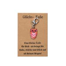 6/10/12pcs New Lucky Owl German Encouragement Blessing Card Printed Small Owl Keychain Pendant - Multicolor - View 11