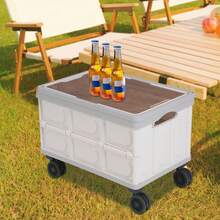 Portable Large Capacity Rolling Cart, Foldable Organizer Box For Outdoor,Store,Camping,Picnicking,Kitchen - Grey - View 12