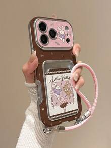 1pc Ballet Dancing Rabbit Flip Mirror Phone Case With Built-In Makeup Mirror For Touch-Ups, Electroplated Raised Large Window Camera Protection, Pink Leather Hand Strap, Full Coverage Soft Shell Shockproof, Coquette Vintage Girly Style, Compatible With IPhone 18 Pro/18 Pro Max/17/17 Pro/17 Pro Max/16/16 Pro/16 Pro Max/15/15 Pro/15 Pro Max/14/14 Pro/14 Pro Max/13 Pro Max/13 - Multicolor - View 2