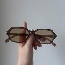 1 Pair Women's Tea Color Rectangular Frame Korean Style Versatile Fashion Glasses - Brown - View 3