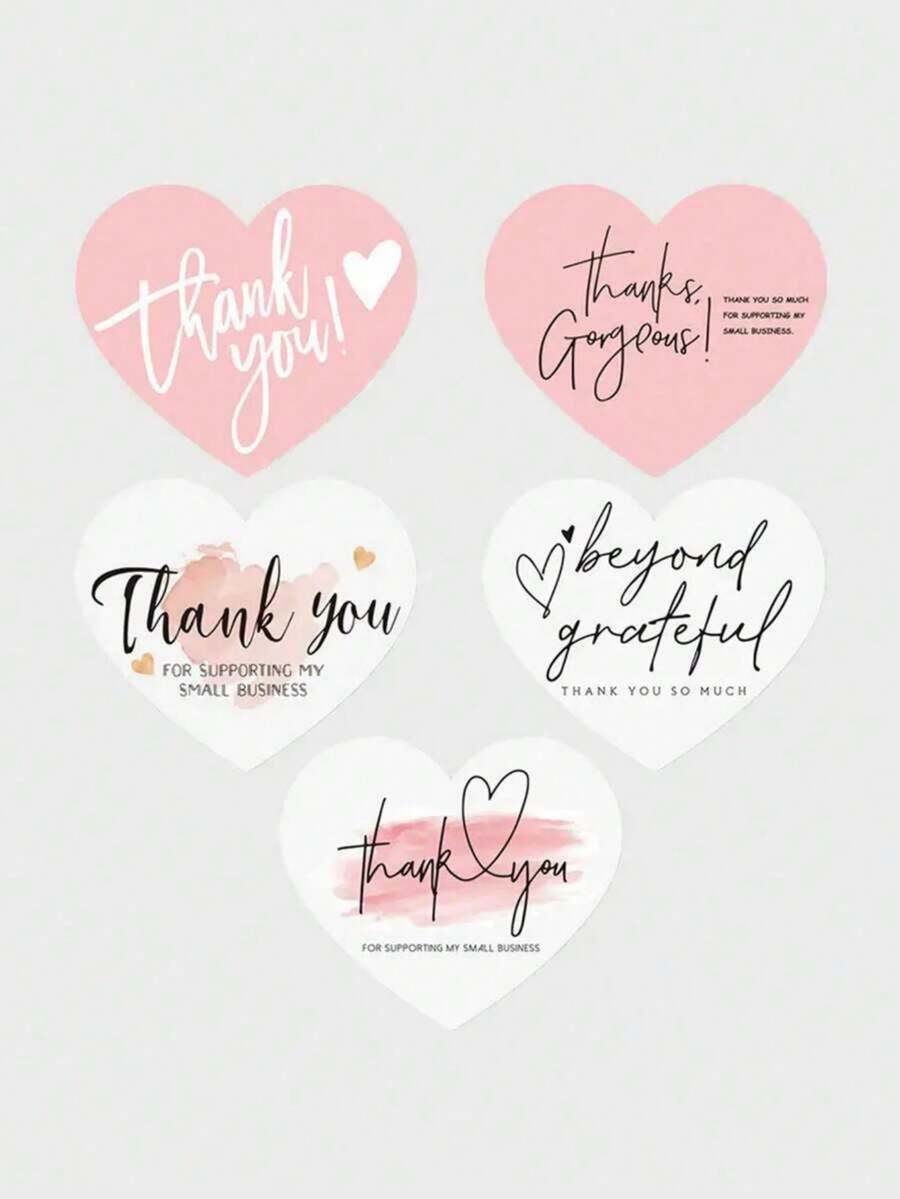 100pcs/50pcs New Elegant Heart Thank You Labels -"Thank You For Supporting My Small Business" Thank You Cards - Arts & Crafts Supplies ﻿ ﻿ ﻿