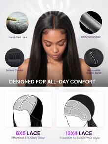 MEGALOOK 100% Human Hair Straight Lace Front Wig 13x4 Transparent Lace Natural Color Straight Hair Micro Knots 12-30 Inches Women Beginner Friendly - SNatural - View 7