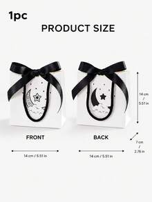 1/2/3/6 Pcs Reusable Double Sided Star Moon Print Bow Handheld Gift Bags Candy Bakery Packaging For Wedding Birthday Party Favor Lunch Shopping Pouches - Multicolor - View 9