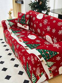 1pc Christmas Polyester Sofa Cover, Living Room Elastic Sofa Cover, Holiday Decoration, Pet-Proof Removable, Sofa Protector, Autumn Home Decor. - Multicolor - View 7