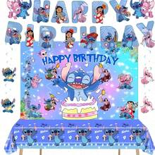 52TOYS Lilo And Stitch Birthday Party Decorations Kit, Stitch Happy Birthday Banner, Hanging Swirls, Birthday Backdrop And Disposable Tablecloth, Stitch Theme Birthday Party Supplies - Multicolor - View 8