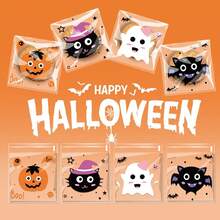 100pcs Halloween Transparent Candy Packaging Bags, Self-Adhesive Cellophane Bags With 4 Cute Cartoon Patterns, Suitable For Cookies, Candy, Gifts And Snack Packaging - Multicolor - View 5