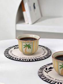 1/2/4/6pcs Striped Coconut Tree Ceramic Coffee Cups, Home Guest Tea Cups, Tea Tasting Cups, Kung Fu Tea Cups, Black Tea Cups, Espresso Cups, Water Cups, Suitable For Home, Gatherings, Parties, Gift Cups - Multicolor - View 6