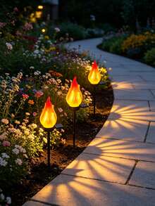 1PC / 4‑Pack Solar Flame Stake Light, LED Flickering Simulation Lawn Lamp, Waterproof Outdoor Landscape Decor Light For Garden, Yard, Pathway, Patio, Camping Ambient Lighting - Multicolor - View 8